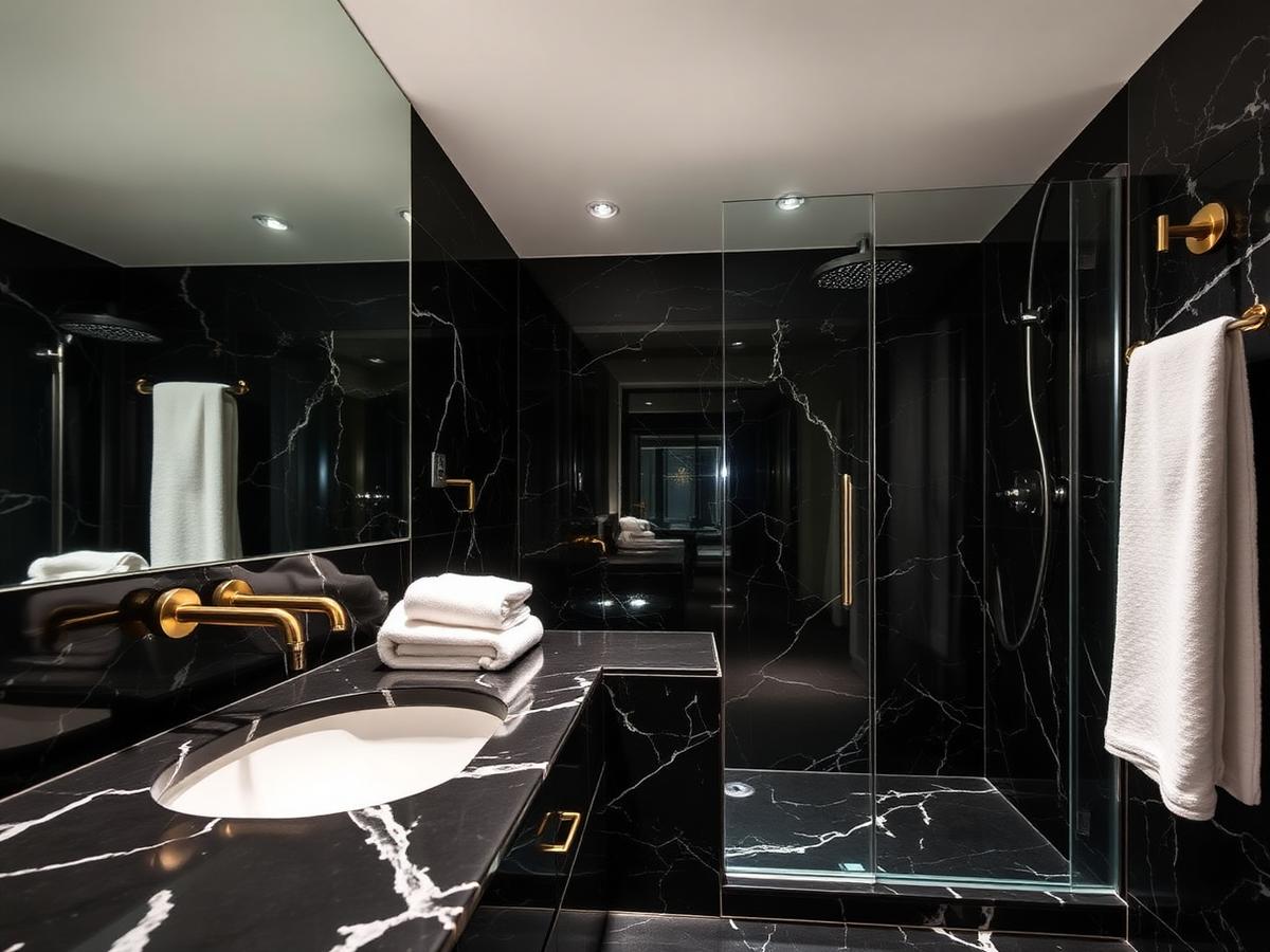 Detailed cleaning result in a marble bathroom